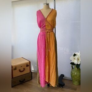 Anthropologie Pink and Orange Maxi Dress